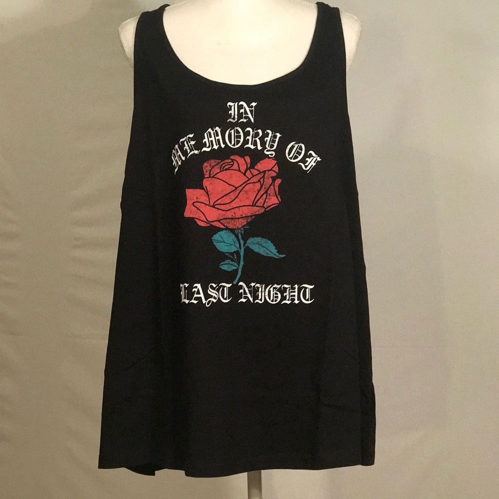 Torrid Plus Size Last Night Rose Graphic Tank Top - Picture 3 of 8